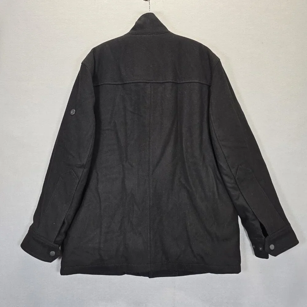Ben Sherman Wool Blend Black Military Utility Jacket - Men XXL Quilted Lining